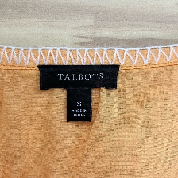 Talbots‎ Embroidered Polka Dots Popover Top in Orange Lightweight Cotton, Small - Picture 3 of 9